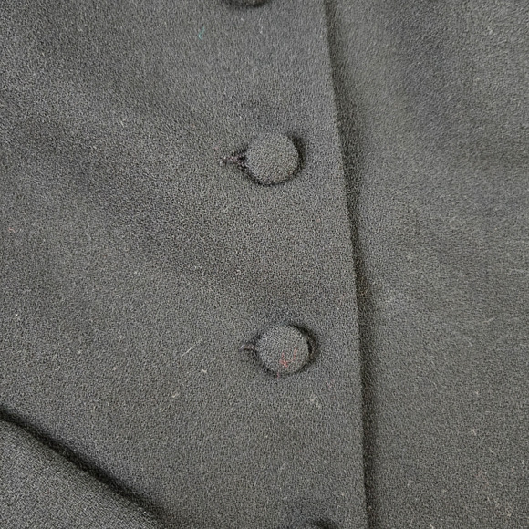 80s Vintage Black Removable Fur Trim Wool Mob Wife Made in USA Jacket Size 10 - Picture 3 of 8